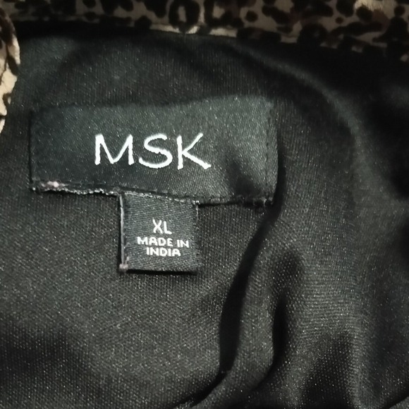 MSK Womens XL Leopard Print Tiered Midi Dress Short Puff Sleeve Brown Animal XL - Picture 4 of 6